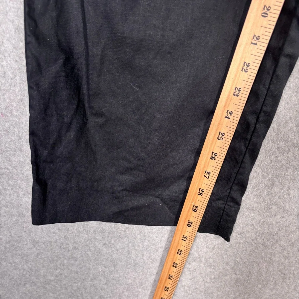 Banana Republic Pleated Wide Leg Linen Pants 8P Black High Rise Minimalist